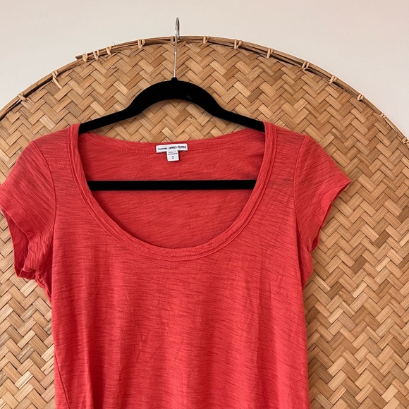 WOMEN’S JAMES PERSE CLASSIC DEEP SCOOP NECK CAP SLEEVE SOFT TEE SHIRT EUC - Picture 4 of 9